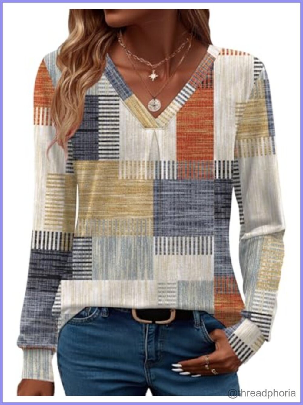 Women's Long Sleeve Pleated V Neck Tunic Blouse Loose Fit Work Top